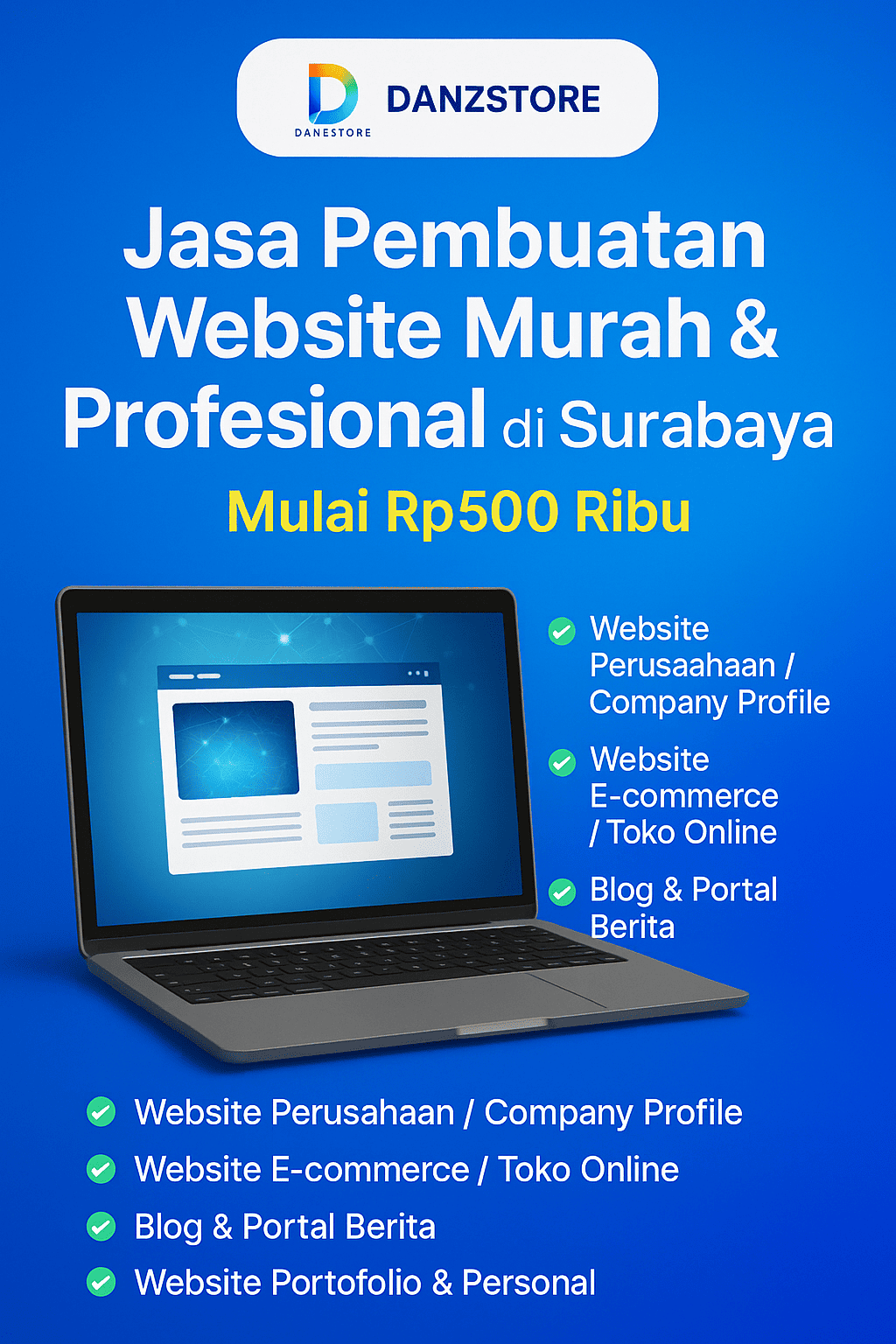 Jasa Pembuatan Website Murah & Profesional di Surabaya – Mulai Rp500 Ribu